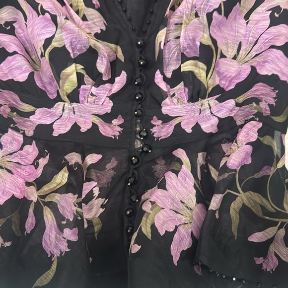 ‼️SOLD‼️✨Zimmermann✨Floral Sheer Black and Pink Women's Top - Picture 4 of 4